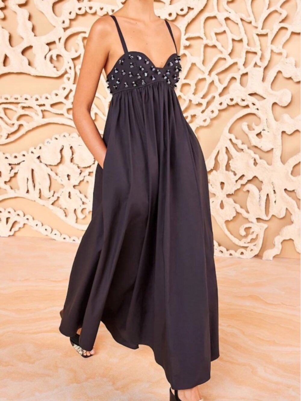 NWOT ULLA JOHNSON Harlan Mid Dress in Noir M $690